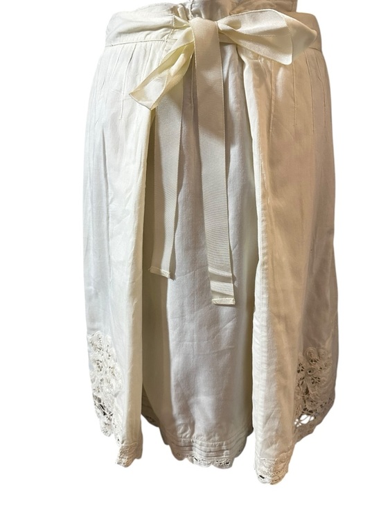 Cordelia 100% Cotton Midi Skirt with Embroidered Flowers, Off White Size 4 - Picture 11 of 14